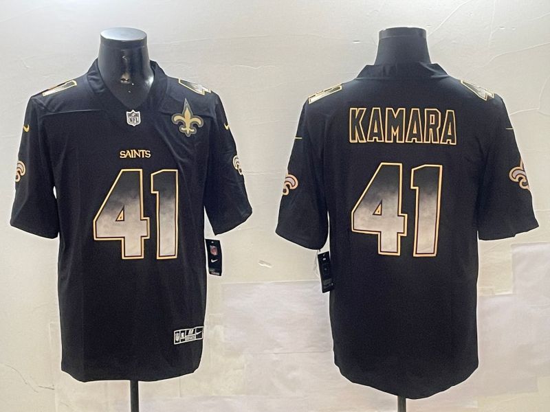 Men New Orleans Saints 41 Kamara Black Nike Smoke Fashion 2024 Limited NFL Jersey style 4